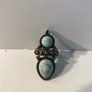 Turquoise and Silver Adjustable Ring